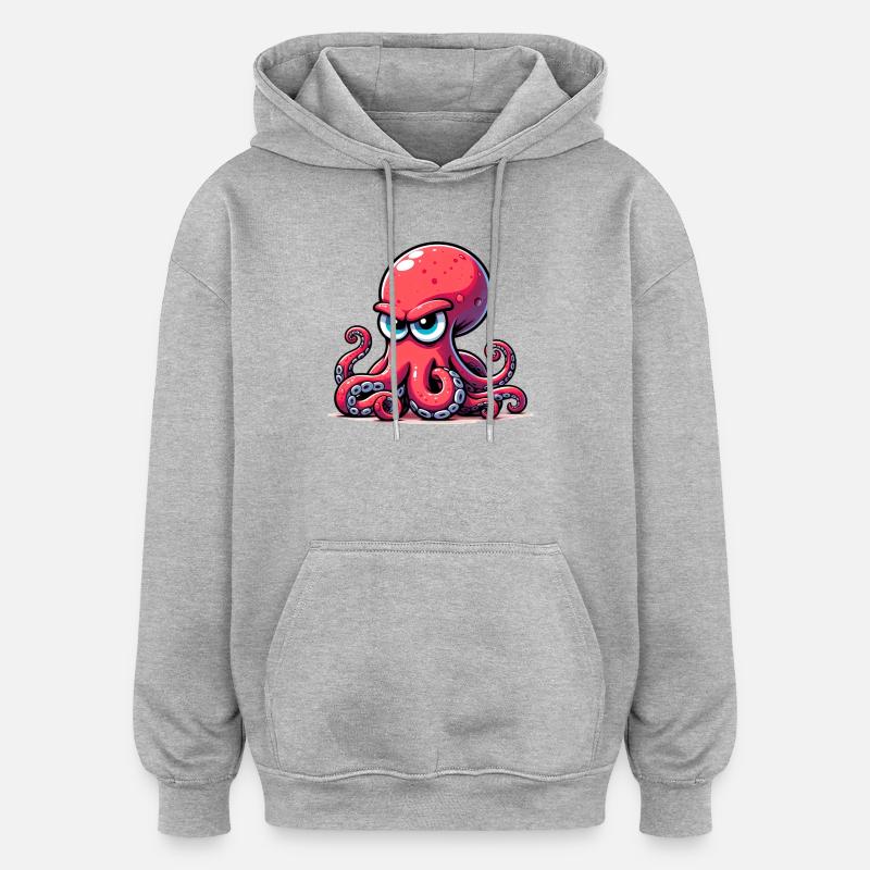 Krake - Oversized Unisex Hoodie - Grau meliert