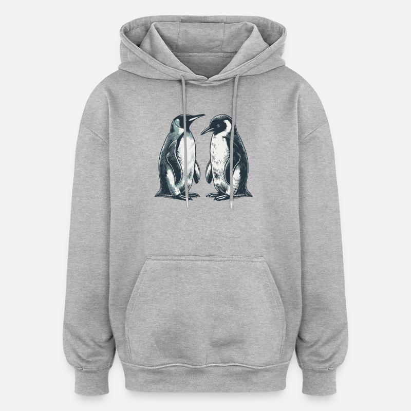 Pinguine - Oversized Unisex Hoodie - Grau meliert