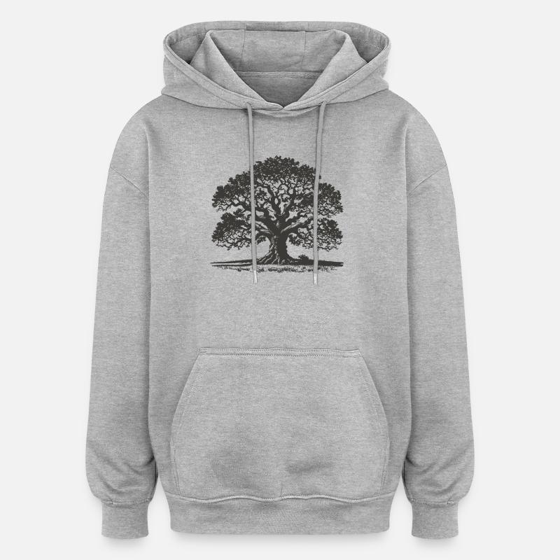 Chêne - Sweat à capuche oversize unisexe - gris chiné