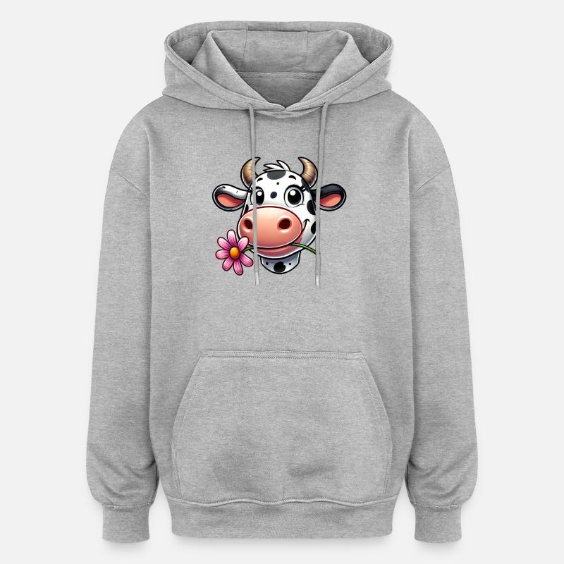 Vache - Sweat à capuche oversize unisexe - gris chiné