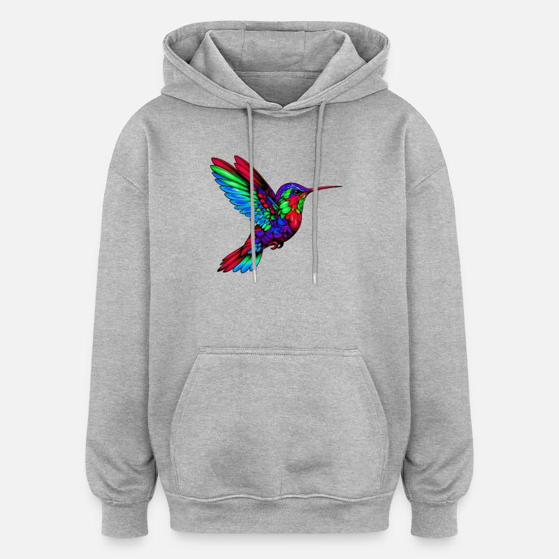 Kolibri - Oversized Unisex Hoodie - Grau meliert