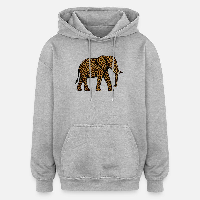 Leopard Elephant Pattern - Oversized Unisex Hoodie - heather grey