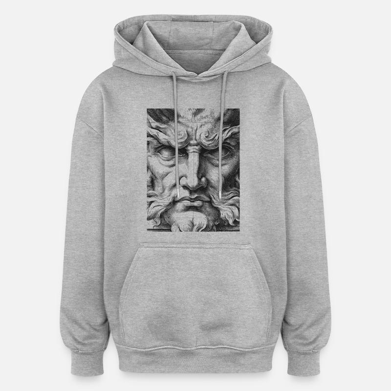 Visage de pierre - Sweat à capuche oversize unisexe - gris chiné