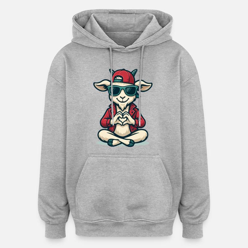 Vibrations du cœur de chèvre - Sweat à capuche oversize unisexe - gris chiné