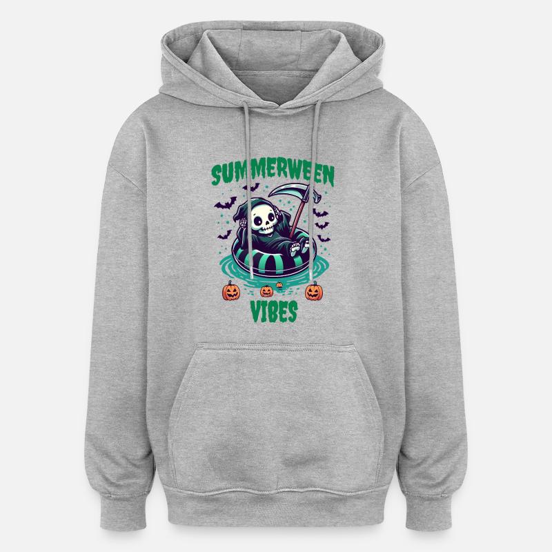 Summerween Vibes mit Sensenmann - Oversized Unisex Hoodie - Grau meliert