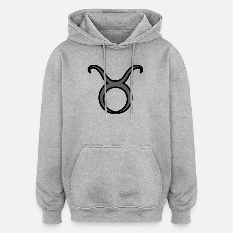 Stier Sternzeichen Symbol Schwarz & Grau - Oversized Unisex Hoodie - Grau meliert