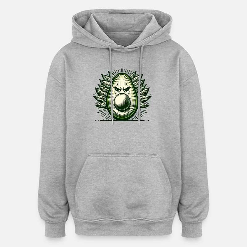 Avocado Krieger Gesicht - Oversized Unisex Hoodie - Grau meliert