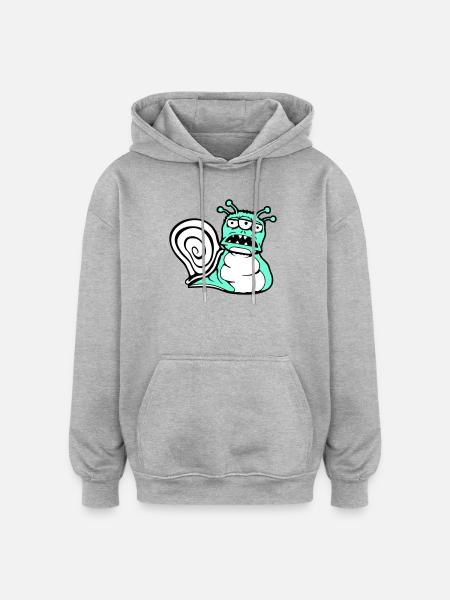 snail alien monster Halloween extraterrestrial - Oversized Unisex Hoodie - heather grey