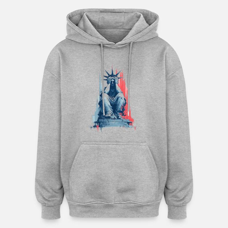 Triste Dame Liberté - Sweat à capuche oversize unisexe - gris chiné