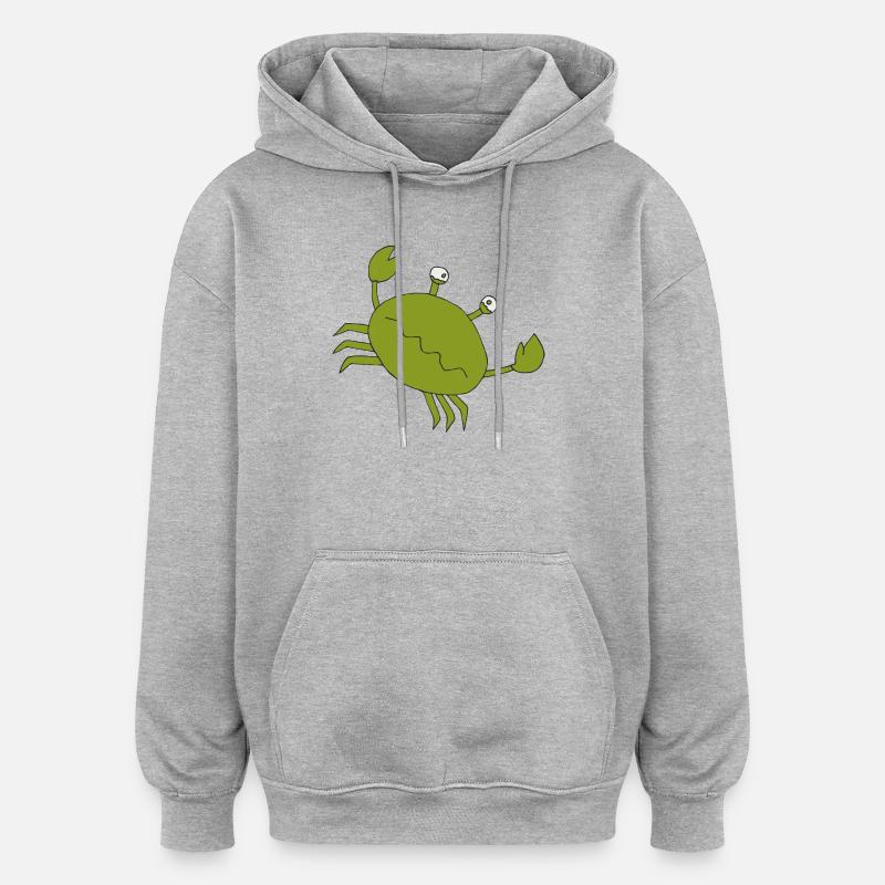 crabe_mal de mer - Sweat à capuche oversize unisexe - gris chiné