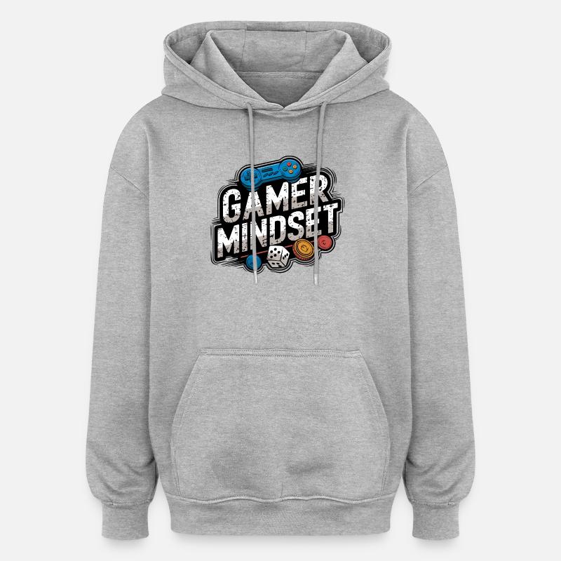 Gamer Mindset Design de jeu rétro - Sweat à capuche oversize unisexe - gris chiné