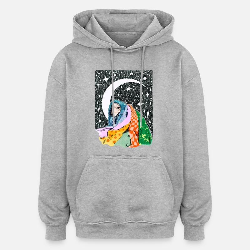 SONMUS - Oversized unisex-hettegenser - gråmelert