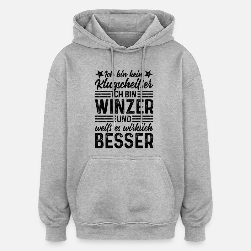 Winzer - Ich bin kein Klugscheißer - Oversized Unisex Hoodie - Grau meliert