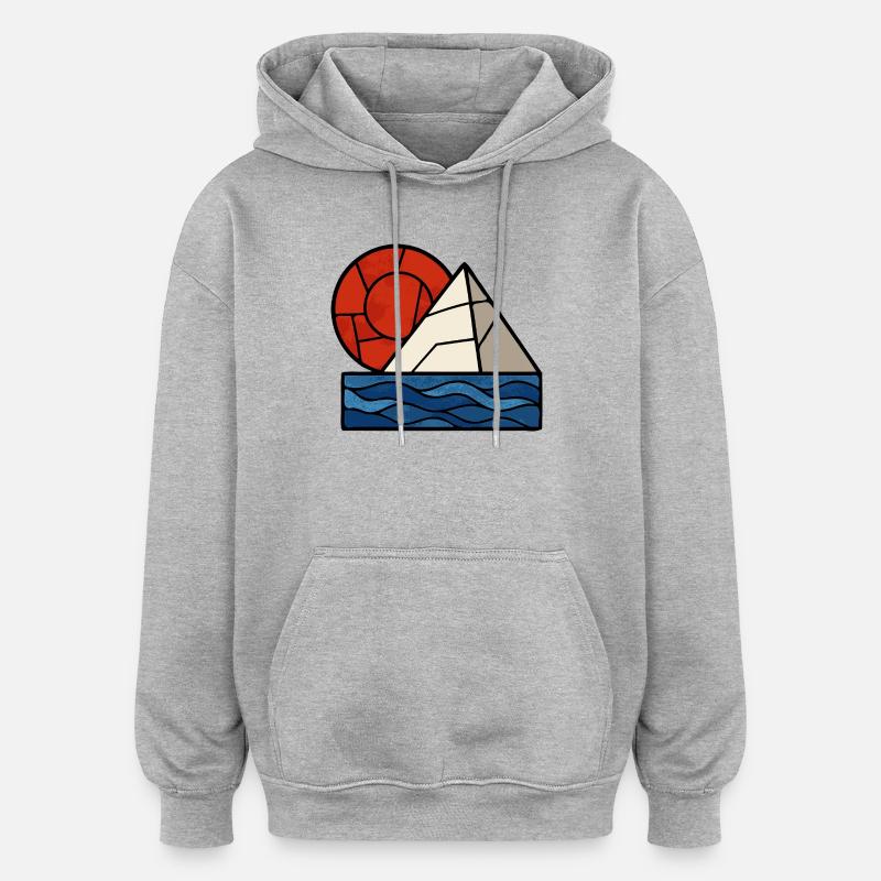 Red White Blue Abstract - Sweat à capuche oversize unisexe - gris chiné