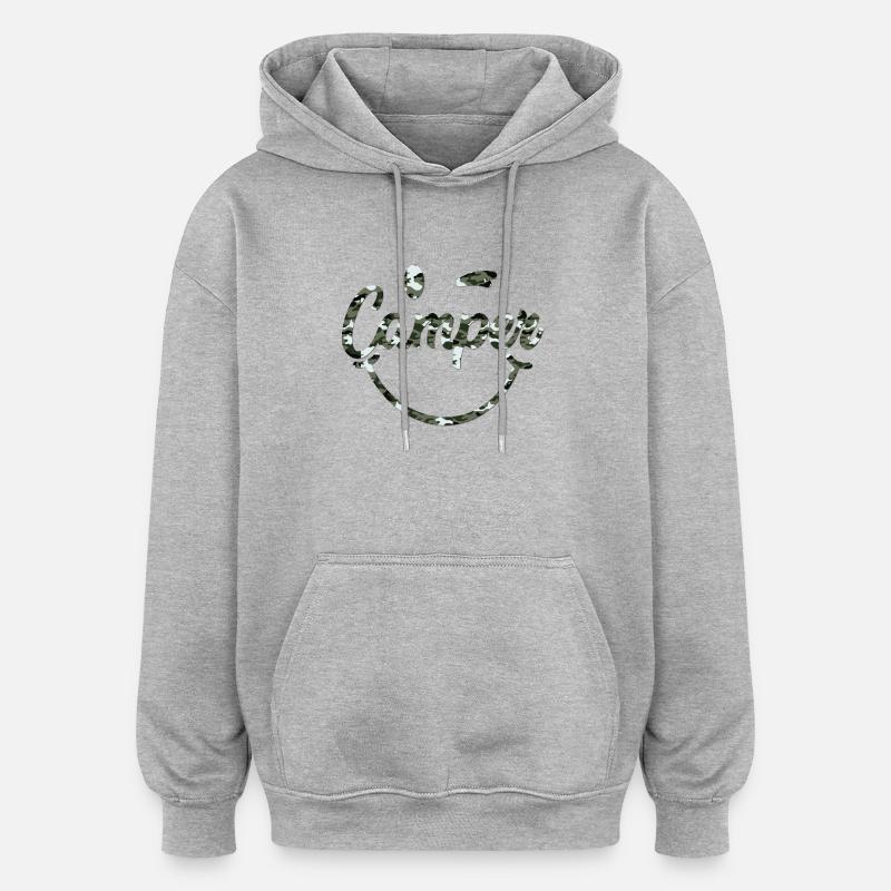 Camper Smile camouflage noir blanc - Sweat à capuche oversize unisexe - gris chiné