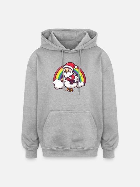 Chicken Santa Claus Christmas - Oversized Unisex Hoodie - heather grey