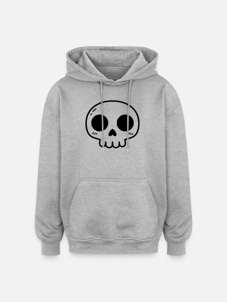 Crâne Kawaii mignon | Mignon et effrayant - Sweat à capuche oversize unisexe - gris chiné