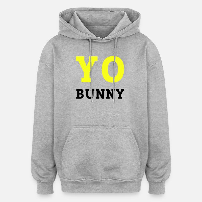 YO BUNNY - Sweat à capuche oversize unisexe - gris chiné