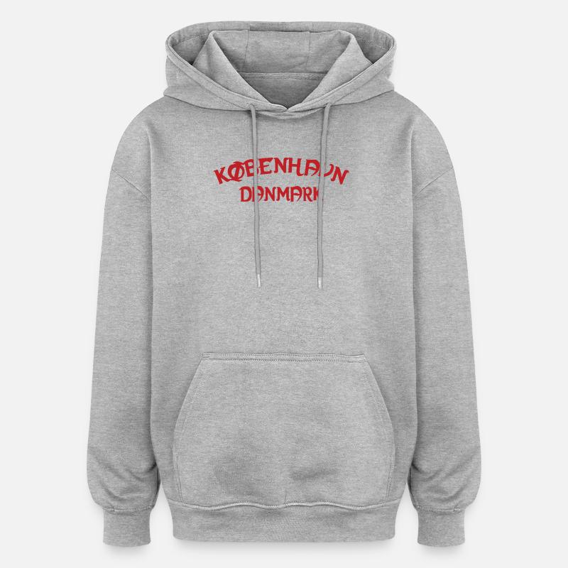 Copenhague pour toujours, Danemark - Sweat à capuche oversize unisexe - gris chiné