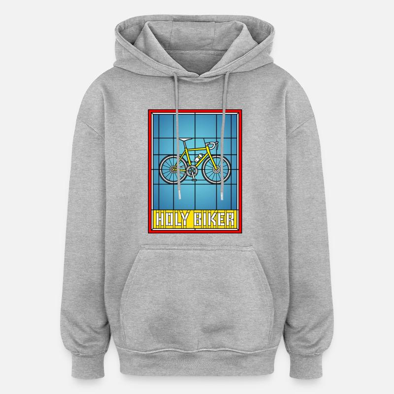 Saint Motard Vitrail Vélo - Sweat à capuche oversize unisexe - gris chiné