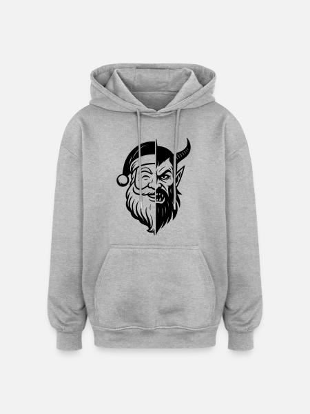 Weihnachtsmann und Weihnachtsmann Peitscher - Oversized Unisex Hoodie - Grau meliert