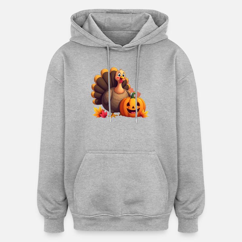 Thanksgiving Drôle Dinde de Thanksgiving - Sweat à capuche oversize unisexe - gris chiné