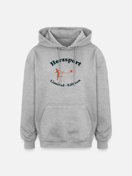Herzsport - Oversized Unisex Hoodie - Grau meliert