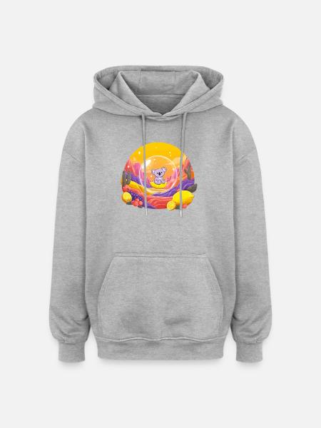 Koala im Glaskugel-Wunderland - Oversized Unisex Hoodie - Grau meliert