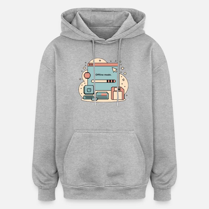 Offline Mode Retro Internet - Oversized Unisex Hoodie - Grau meliert