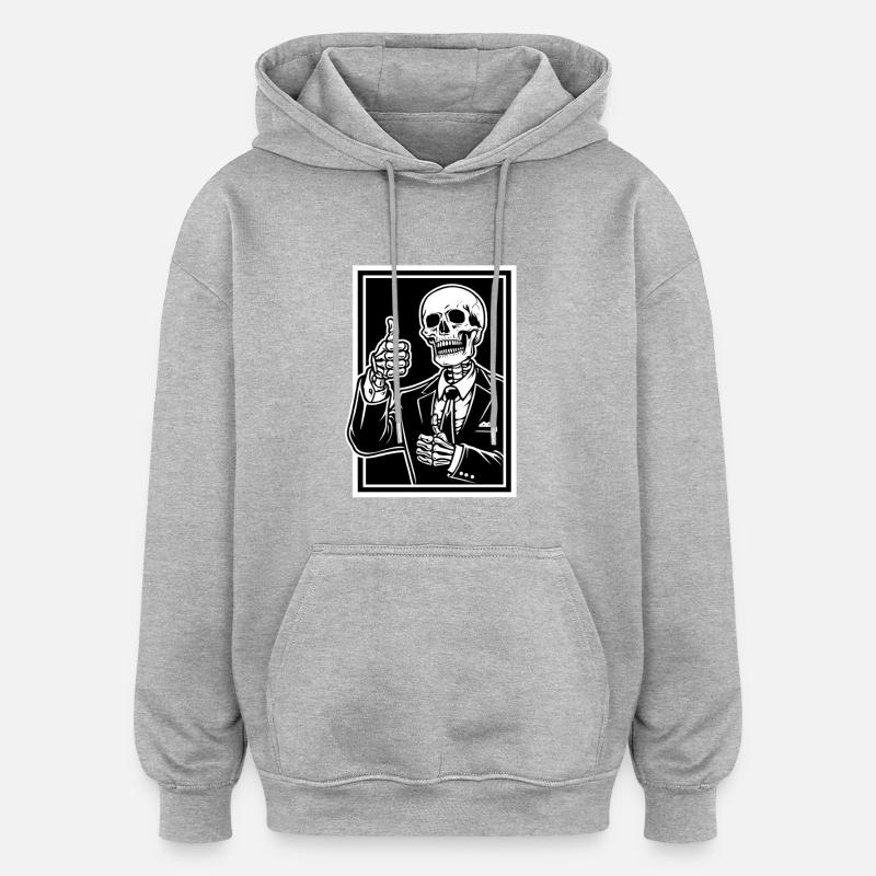 Skeleton in suit thumbs up - Oversized Unisex Hoodie - heather grey