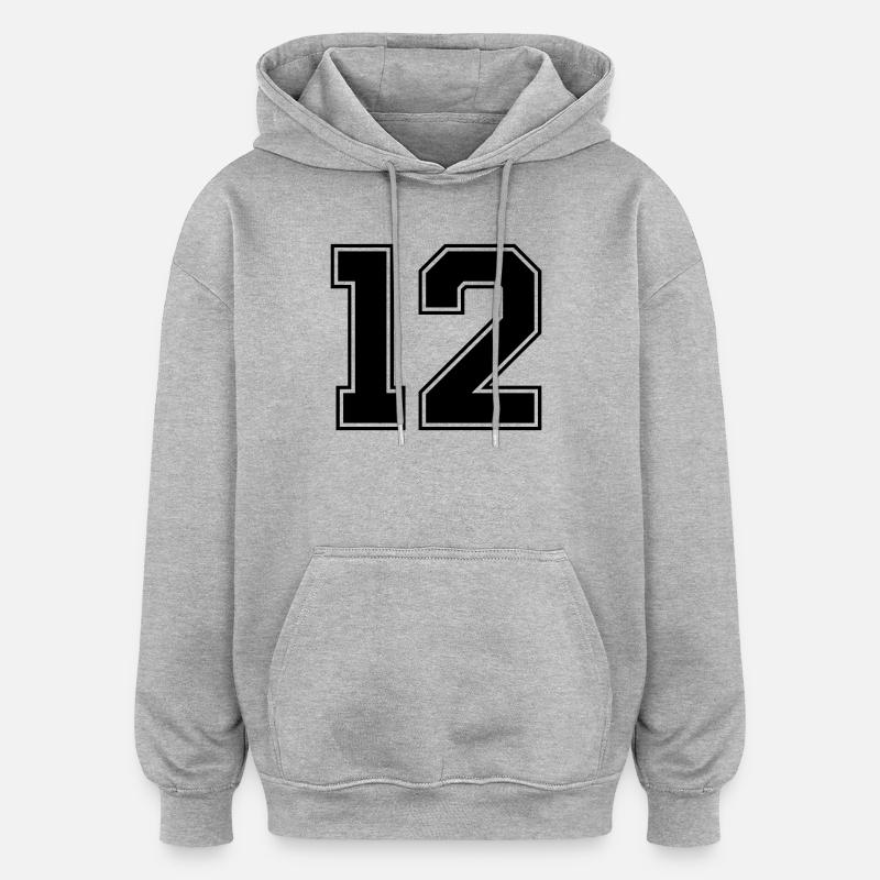 Numéro 12 - Sweat à capuche oversize unisexe - gris chiné