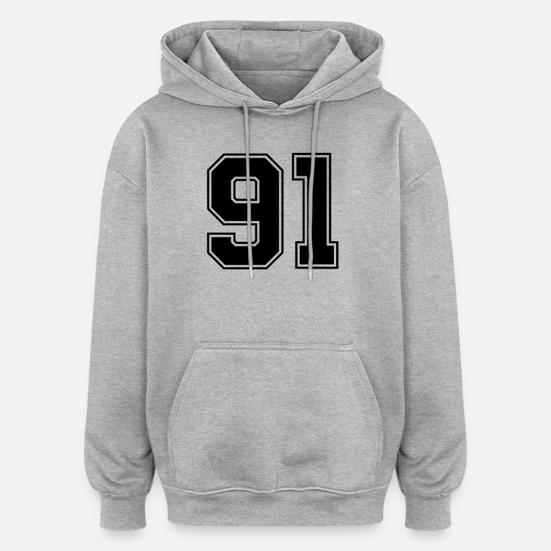 91 - Sweat à capuche oversize unisexe - gris chiné