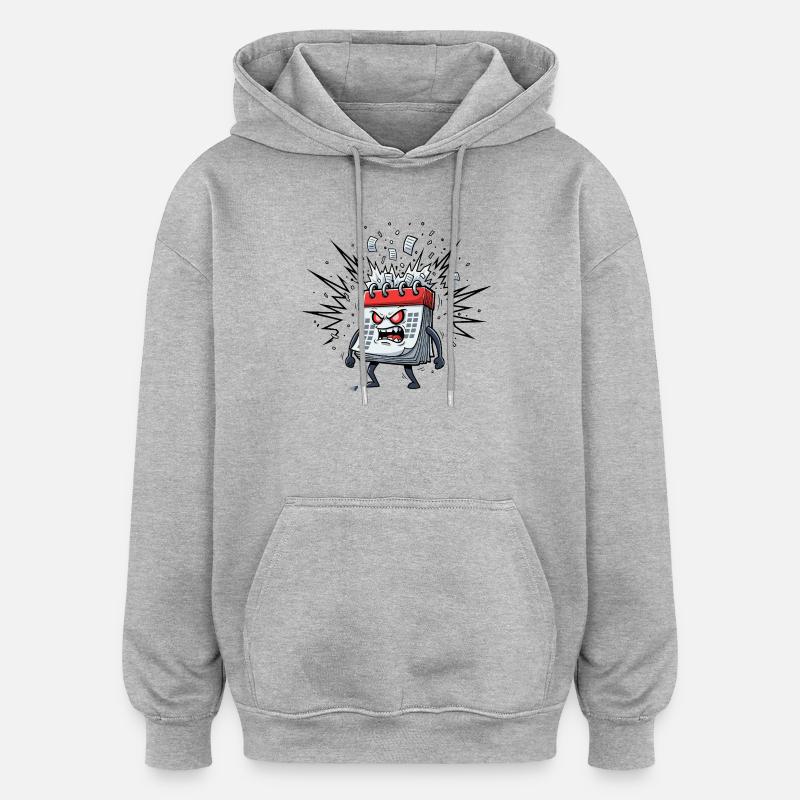 Chaos de calendrier déchaîné - Sweat à capuche oversize unisexe - gris chiné