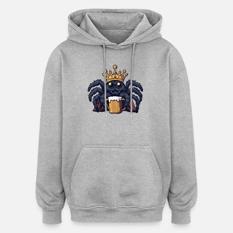 Roi de la Bière Tarentule - Sweat à capuche oversize unisexe - gris chiné