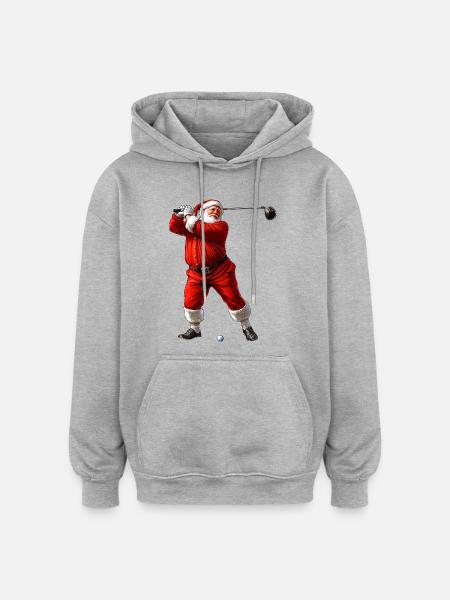 Golfer Santa Claus - Oversized Unisex Hoodie - heather grey