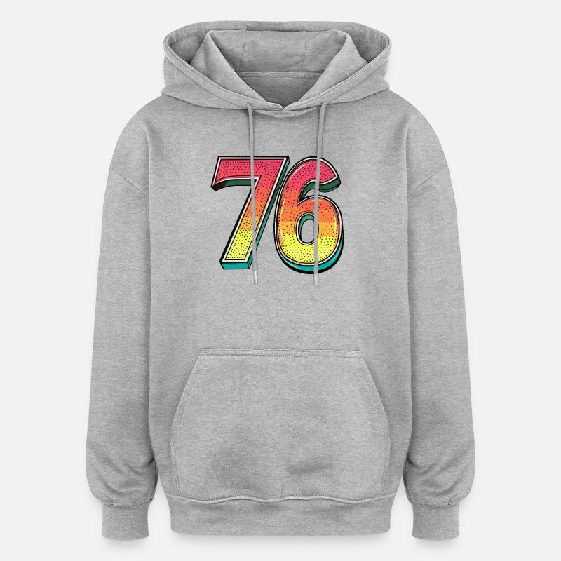 76 Zahl Bunt - Oversized Unisex Hoodie - Grau meliert