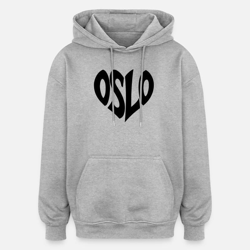 Lettrage Oslo - Norvège - Sweat à capuche oversize unisexe - gris chiné