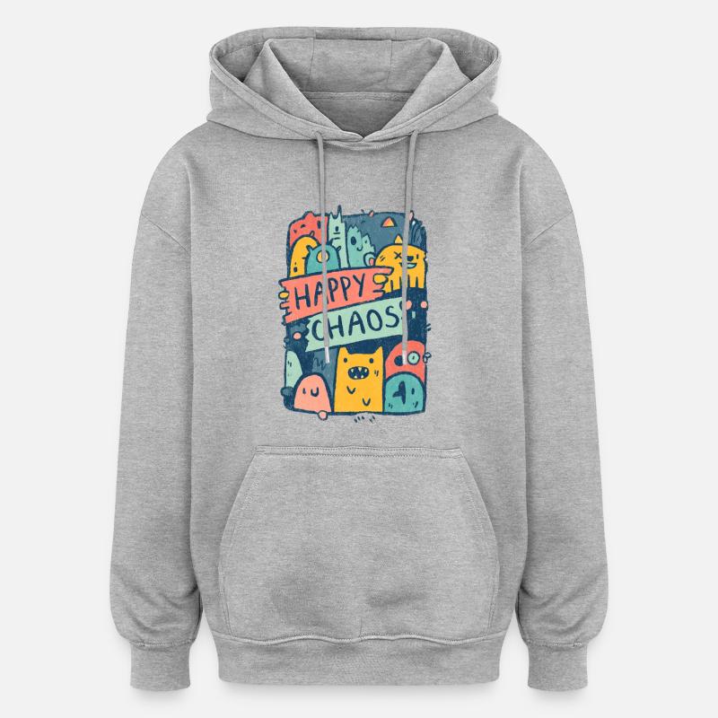 Buon Mostro del Caos - Felpa con cappuccio unisex oversize - grigio melange