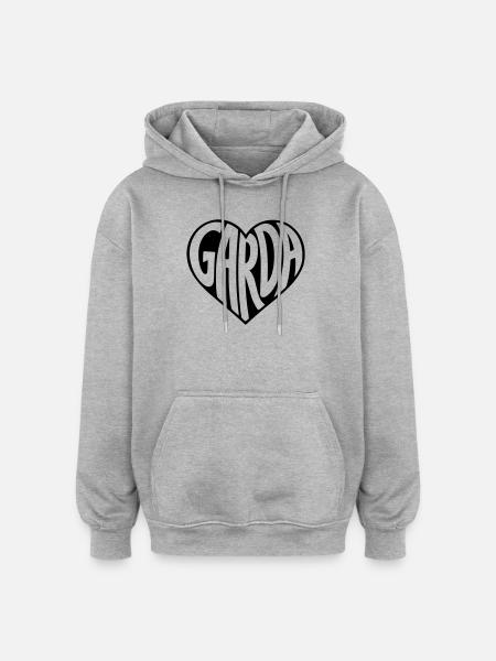 Garda, Gardasee Herz Typografie - Oversized Unisex Hoodie - Grau meliert