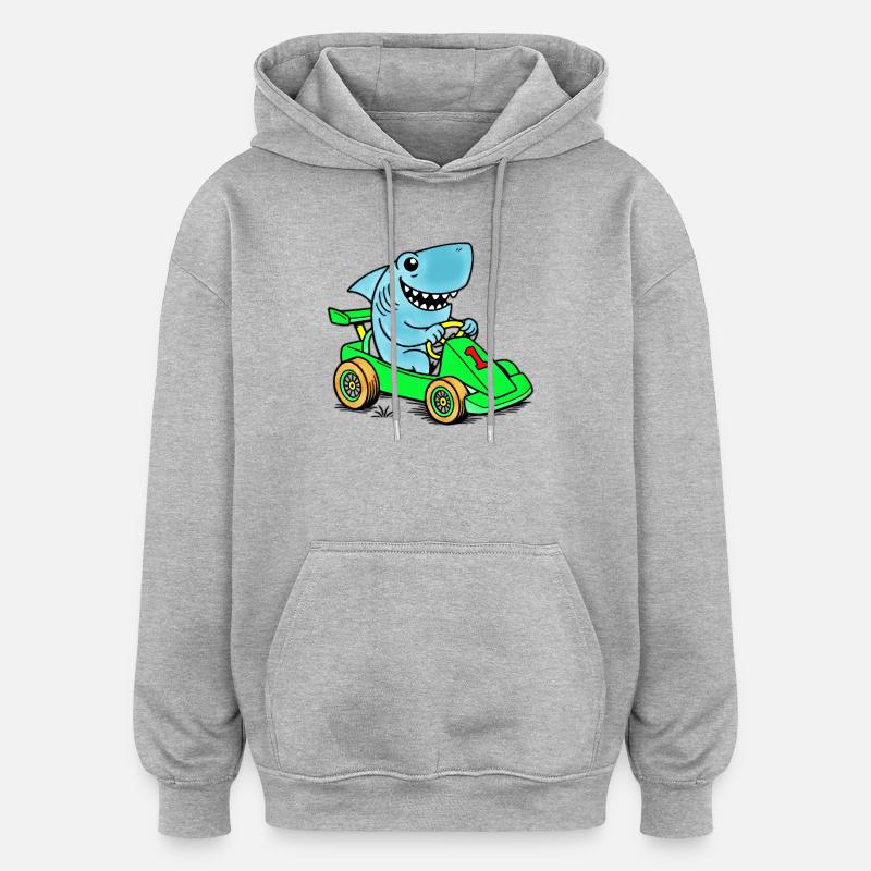 Aventure de karting Shark Racer - Sweat à capuche oversize unisexe - gris chiné