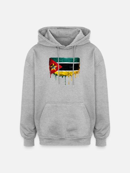Mozambique Flaggen-Gemälde Tropfen - Oversized Unisex Hoodie - Grau meliert