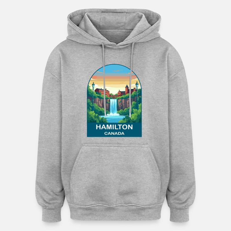 Hamilton Canada Wasserfall City Reiseplakat - Oversized Unisex Hoodie - Grau meliert