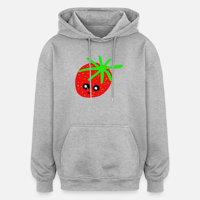 Erdbeere Kinder Erdbeeren  - Oversized Unisex Hoodie - Grau meliert