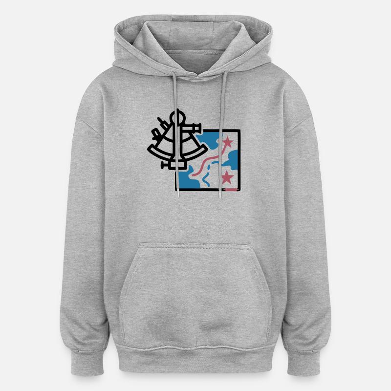Sextant Navigation Map Vector - Oversized Unisex Hoodie - heather grey