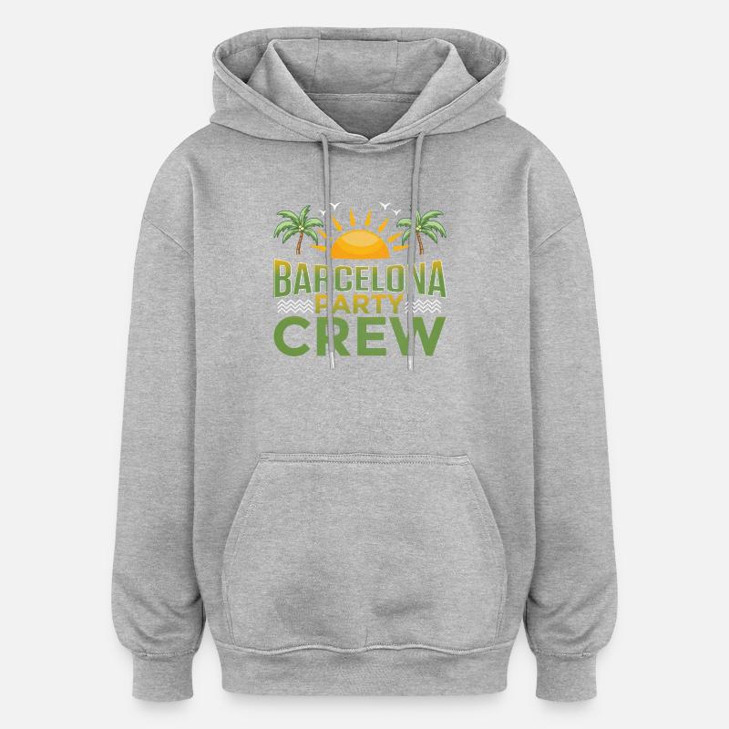 Barcelone Party Crew - Sweat à capuche oversize unisexe - gris chiné