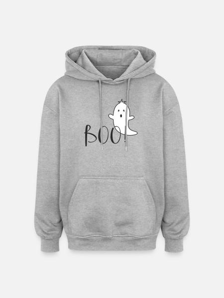 Boo – Funny Ghost Halloween Design - Oversized Unisex Hoodie - heather grey