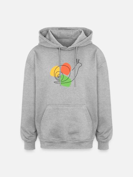 Abstrakte Interpretation der Gartenschnecke - Oversized Unisex Hoodie - Grau meliert