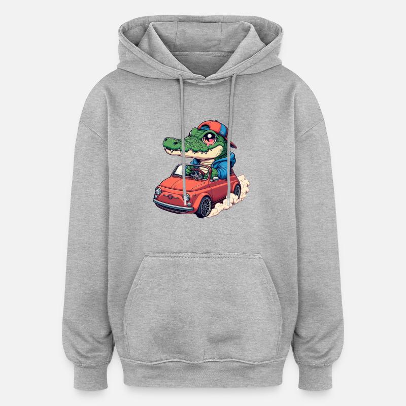 Crocodile voiture - Sweat à capuche oversize unisexe - gris chiné