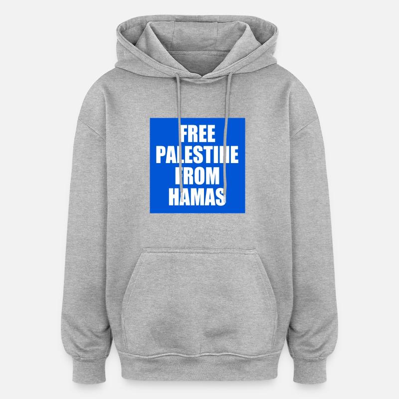 Free palestine - Sweat à capuche oversize unisexe - gris chiné