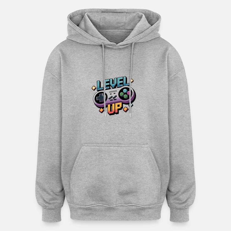 Level Up – Gaming Controller - Oversized Unisex Hoodie - heather grey